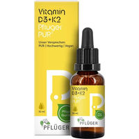 Produktbild von Pflüger PUR Vitamin D3 + K2 Tropfen mit 500 IE und 25 µg vegan glutenfrei laktosefrei ohne Zusatzstoffe