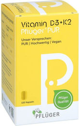 Pflüger Vitamin D3+K2 PUR 1.000 I.E. Kapseln 120 Stück vegan glutenfrei laktosefrei – Bild 1 von 3