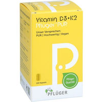 Produktbild von Pflüger Vitamin D3+K2 PUR 1.000 I.E. Kapseln 120 Stück vegan glutenfrei laktosefrei