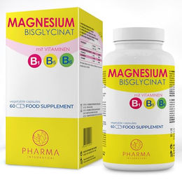Pharma Integratori Magnesiumbisglycinat 250 mg mit Vitamin B6, B5 und B1 vegan glutenfrei laktosefrei 60 Kapseln für Sportler – Bild 1 von 1