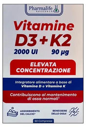 Pharma Integratori Vitamin D3 + K2 Tabletten vegan glutenfrei 60 Stück – Bild 1 von 1