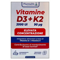 Produktbild von Pharma Integratori Vitamin D3 + K2 Tabletten vegan glutenfrei 60 Stück
