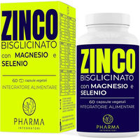 Produktbild von Pharma Integratori Zinkbisglycinat 15 mg mit L-Carnosin, Calcium, Magnesium, Vitamin C, Vitamin D3 und Selen, vegan, 60 Kapseln