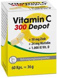 Pharma Peter Vitamin C 300 Depot mit Zink, Histidin und Vitamin D Kapseln 60 Stück – Bild 1 von 1