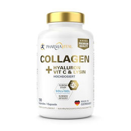 PharmaVital Collagen Hyaluron Kapseln mit SOLUGEL Kollagen Peptiden Typ 1 & 3, Chondroitin, Vitamin C und Lysin, 180 Kapseln, glutenfrei und laktosefrei – Bild 1 von 5