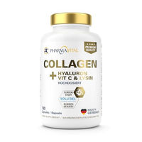 Produktbild von PharmaVital Collagen Hyaluron Kapseln mit SOLUGEL Kollagen Peptiden Typ 1 & 3, Chondroitin, Vitamin C und Lysin, 180 Kapseln, glutenfrei und laktosefrei