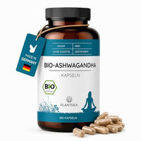 Produktbild von PlantDEA Bio Ashwagandha Kapseln mit 3000 mg Ashwagandha-Pulver, 180 vegane Kapseln, glutenfrei und ohne Zusatzstoffe