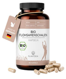 PlantDEA Bio Flohsamenschalen Kapseln vegan 180 Stück ohne Zusatzstoffe – Bild 1 von 2