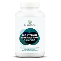 Produktbild von PlantDEA Bio Multivitamin Mineralstoff Komplex mit 12 Vitaminen und 5 Mineralstoffen aus biologischen Pflanzenextrakten, 60 vegane Kapseln