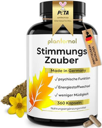 plantomol Anti-Stress-Komplex Johanniskraut Kapseln mit L-Tryptophan GABA und Vitamin B5 360 Stück glutenfrei laktosefrei ohne Gelatine – Bild 1 von 3