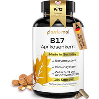 Produktbild von plantomol Aprikosenkerne Kapseln mit Vitamin B17 und Vitamin C aus Hagebutte vegan 180 Stück