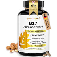 Produktbild von plantomol Aprikosenkerne Kapseln mit Vitamin B17 und Vitamin C aus Hagebutte vegan 360 Stück