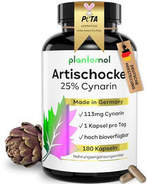 plantomol Artischocken Kapseln mit 113 mg Cynarin hochdosiert glutenfrei und laktosefrei – Bild 1 von 5