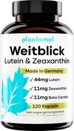 plantomol Augenvitamine Vitamin-Kombination mit Lutein Zeaxanthin Beta Carotin Vitamin A und Vitamin B2 Kapseln 120 Stück – Bild 1 von 3