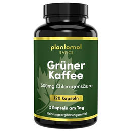 plantomol Basics Grüner Kaffee Kapseln mit 500 mg Chlorogensäure glutenfrei laktosefrei und ohne Gelatine – Bild 1 von 3