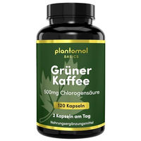 Produktbild von plantomol Basics Grüner Kaffee Kapseln mit 500 mg Chlorogensäure glutenfrei laktosefrei und ohne Gelatine