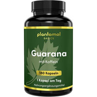 Produktbild von plantomol Basics Guarana Kapseln mit 470 mg Guarana Extrakt vegan und zuckerfrei 180 Kapseln