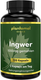 plantomol Basics Ingwer Kapseln mit 1000 mg gemahlenem Ingwer vegan ohne Zusatzstoffe 120 Kapseln – Bild 1 von 2