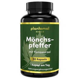 plantomol Basics Mönchspfeffer Kapseln mit Yamswurzel-Extrakt Kräuter-Komplex glutenfrei laktosefrei ohne Gelatine 90 Kapseln – Bild 1 von 3