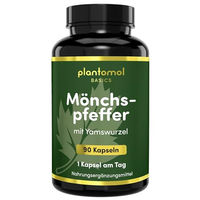 Produktbild von plantomol Basics Mönchspfeffer Kapseln mit Yamswurzel-Extrakt Kräuter-Komplex glutenfrei laktosefrei ohne Gelatine 90 Kapseln