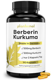 plantomol Berberin Kapseln hochdosiert vegan glutenfrei laktosefrei ohne Zusatzstoffe – Bild 1 von 4