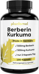 plantomol Berberin Kurkuma Kapseln mit Cholin L-Carnitin Chrom und Vitaminen vegan 180 Stück – Bild 1 von 3