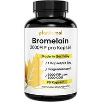 Produktbild von plantomol Bromelain Kapseln mit 200 mg Bromelain Enzym aus Ananas-Extrakt (2000 FIP pro Kapsel)