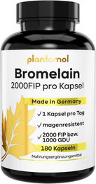plantomol Bromelain Kapseln mit 2000 FIP pro Kapsel 200 mg Bromelain aus Ananas-Extrakt 180 Kapseln – Bild 1 von 2