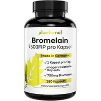 Produktbild von plantomol Bromelain Kapseln mit 7500 FIP und 750 mg Bromelain aus Ananas-Extrakt 180 Kapseln