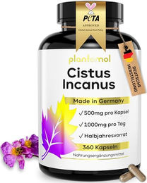 plantomol Cistus Incanus Kapseln hochdosiert 360 Stück glutenfrei laktosefrei ohne Gelatine und Zusatzstoffe – Bild 1 von 3
