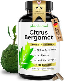 plantomol Citrus Bergamot Kapseln mit Bergamotte Extrakt vegan glutenfrei laktosefrei 180 Stück – Bild 1 von 4