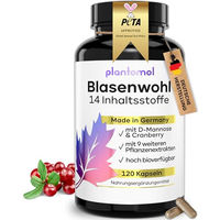 Produktbild von plantomol Cranberry Kapseln mit D-Mannose, Goldrute und Bärentraubenblätter, 120 Kapseln, glutenfrei, laktosefrei und ohne Gelatine