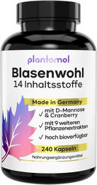 plantomol Cranberry Kapseln mit D-Mannose, Goldrute und Bärentraubenblätter, 240 Kapseln, glutenfrei und laktosefrei – Bild 1 von 5