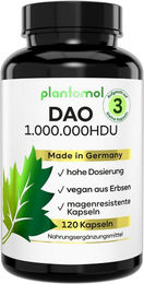 plantomol DAO Kapseln vegan mit 333.000 HDU DAO-Enzym aus Erbsen 120 Stück – Bild 1 von 3
