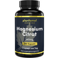 Produktbild von plantomol Essentials Magnesium-Citrat Kapseln 240 mg vegan ohne Zusatzstoffe 180 Kapseln