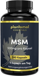 plantomol Essentials MSM Kapseln mit 2000 mg Methylsulfonylmethan vegan laktosefrei und glutenfrei 60 Stück – Bild 1 von 3