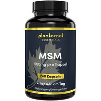 Produktbild von plantomol Essentials MSM Kapseln mit 2000 mg Methylsulfonylmethan vegan laktosefrei und glutenfrei 60 Stück
