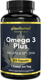 plantomol Essentials Omega 3 Kapseln mit DHA und EPA ohne Zusatzstoffe 120 Kapseln – Bild 1 von 3