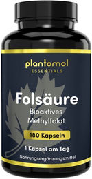 plantomol Essentials Quatrefolic Folsäure Kapseln 400µg bioaktives L-5-Methyltetrahydrofolat vegan ohne Zusatzstoffe 180 Kapseln – Bild 1 von 3