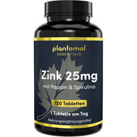 Produktbild von plantomol Essentials Zink Kapseln mit 25 mg Zink vegan und ohne Zusatzstoffe 120 Kapseln