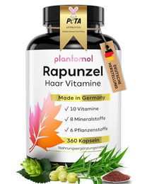plantomol Haar Vitamine Kapseln vegan glutenfrei laktosefrei ohne Gelatine 180 Stück – Bild 1 von 2