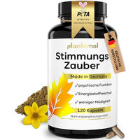 Produktbild von plantomol Johanniskraut Kapseln mit L-Tryptophan GABA und Vitamin B5 hochdosiert 120 Stück glutenfrei und laktosefrei