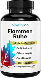 plantomol Kurkuma Kapseln mit Curcumin Extrakt, Ingwer, Gerstengras und Piperin Bio, 180 Kapseln – Bild 1 von 3
