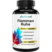 Produktbild von plantomol Kurkuma Kapseln mit Curcumin Extrakt, Ingwer, Gerstengras und Piperin Bio, 180 Kapseln
