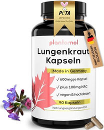 plantomol Lungenkraut Kapseln hochdosiert mit 600 mg Lungwort pro Kapsel – Bild 1 von 4