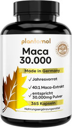 plantomol Maca Kapseln mit 30.000 mg Maca-Pulver und 40:1 Extrakt 365 Stück – Bild 1 von 2