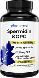 plantomol Spermidin OPC Kapseln mit 6 mg Spermidin und 250 mg OPC aus Traubenkern-Extrakt 90 Kapseln – Bild 1 von 3