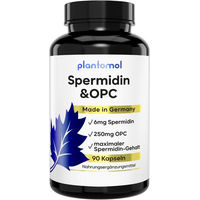 Produktbild von plantomol Spermidin OPC Kapseln mit 6 mg Spermidin und 250 mg OPC aus Traubenkern-Extrakt 90 Kapseln