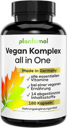 plantomol Vegan All In One Multivitamin und Mineralstoffe mit Spurenelementen 180 Kapseln – Bild 1 von 3