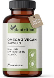 plantrition® Omega 3 Vegan Hochdosiert Algenöl 90 Softgel Kapseln – Bild 1 von 2